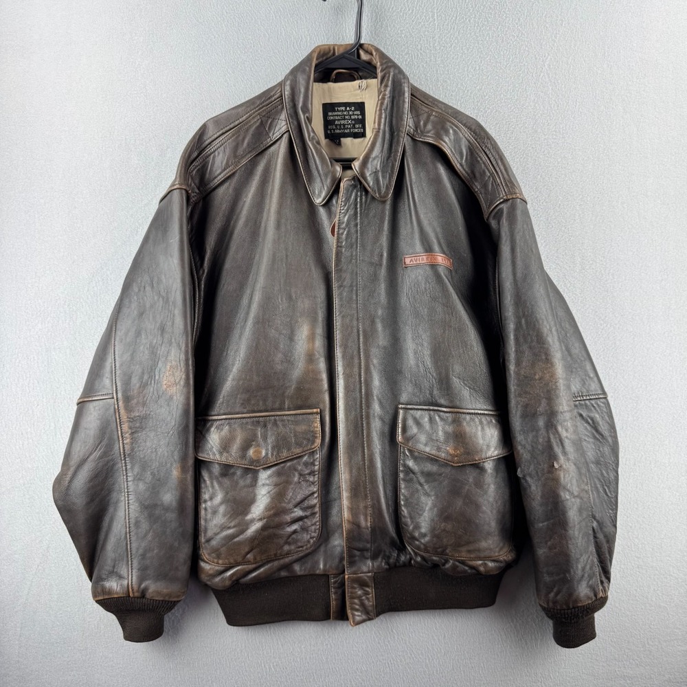 Vintage Avirex Jacket Mens XL Brown Leather A-2 Bomber Flight US Army Air Forces